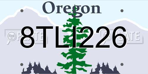 8TLI226 Oregon License Plate