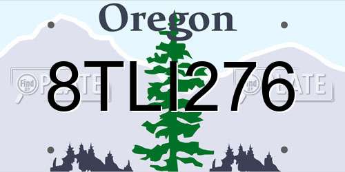 8TLI276 Oregon License Plate