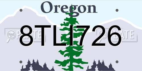 8TLI726 Oregon License Plate