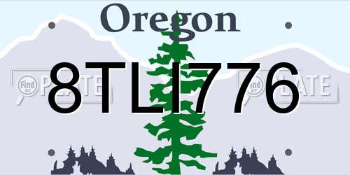 8TLI776 Oregon License Plate