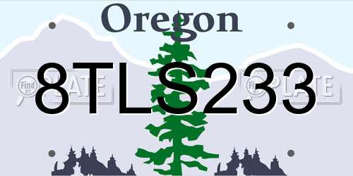 8TLS233 Oregon License Plate