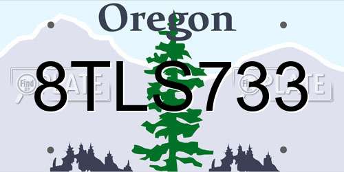 8TLS733 Oregon License Plate
