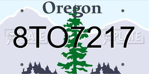 8TO7217 Oregon License Plate