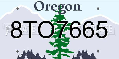 8TO7665 Oregon License Plate