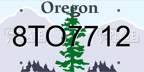 8TO7712 Oregon License Plate