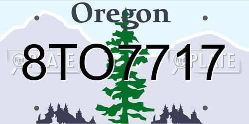 8TO7717 Oregon License Plate
