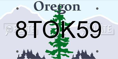 8TOK59 Oregon License Plate