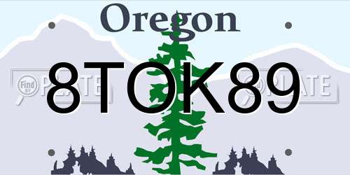 8TOK89 Oregon License Plate