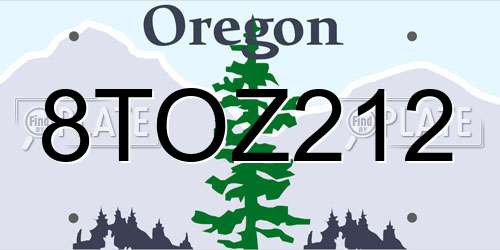 8TOZ212 Oregon License Plate