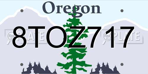 8TOZ717 Oregon License Plate