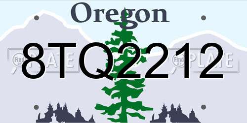 8TQ2212 Oregon License Plate