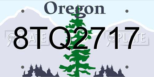 8TQ2717 Oregon License Plate