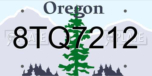 8TQ7212 Oregon License Plate