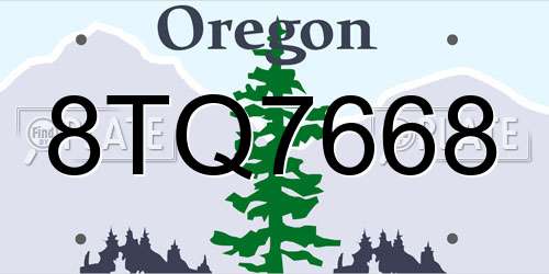 8TQ7668 Oregon License Plate