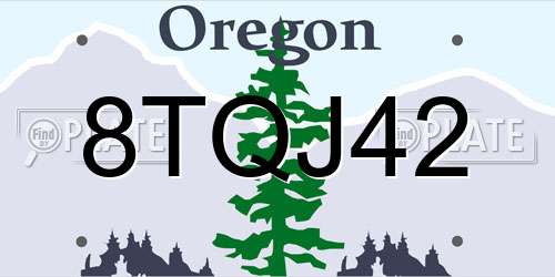 8TQJ42 Oregon License Plate