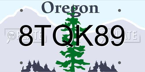 8TQK89 Oregon License Plate