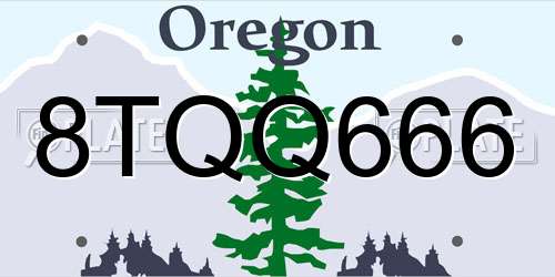 8TQQ666 Oregon License Plate