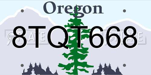 8TQT668 Oregon License Plate