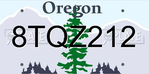8TQZ212 Oregon License Plate
