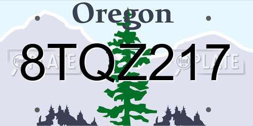 8TQZ217 Oregon License Plate