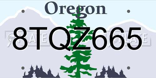 8TQZ665 Oregon License Plate