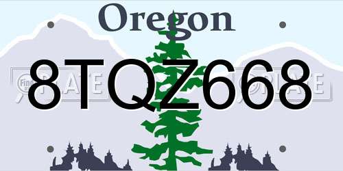8TQZ668 Oregon License Plate