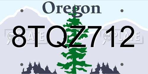 8TQZ712 Oregon License Plate