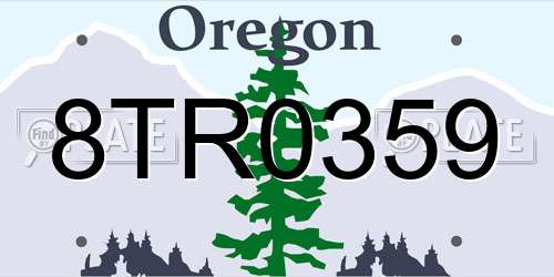 8TR0359 Oregon License Plate