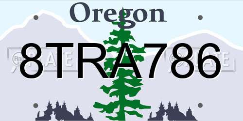 8TRA786 Oregon License Plate