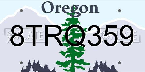 8TRQ359 Oregon License Plate