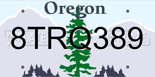 8TRQ389 Oregon License Plate