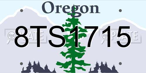 8TS1715 Oregon License Plate