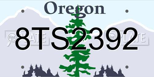 8TS2392 Oregon License Plate