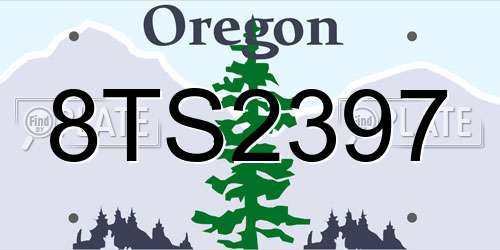 8TS2397 Oregon License Plate