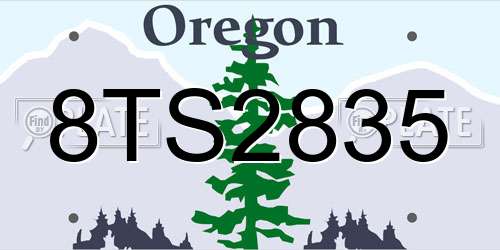 8TS2835 Oregon License Plate