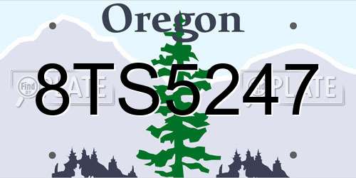 8TS5247 Oregon License Plate