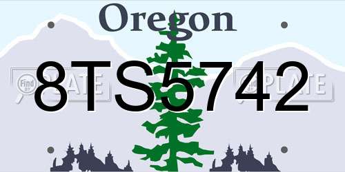 8TS5742 Oregon License Plate