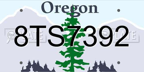 8TS7392 Oregon License Plate