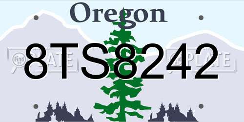 8TS8242 Oregon License Plate