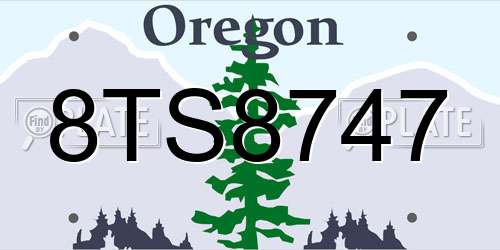 8TS8747 Oregon License Plate