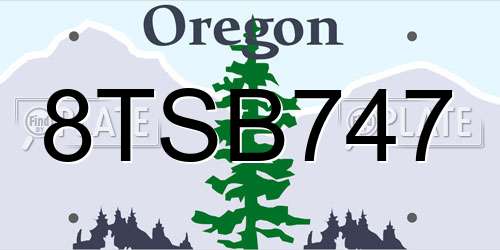 8TSB747 Oregon License Plate
