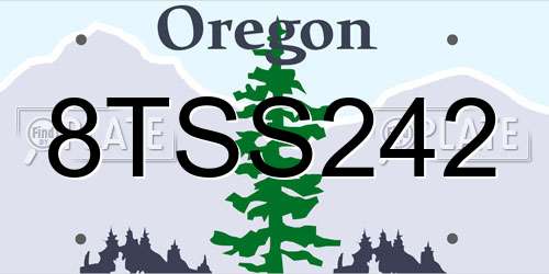8TSS242 Oregon License Plate