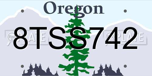 8TSS742 Oregon License Plate