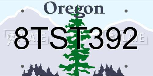 8TST392 Oregon License Plate