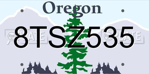 8TSZ535 Oregon License Plate