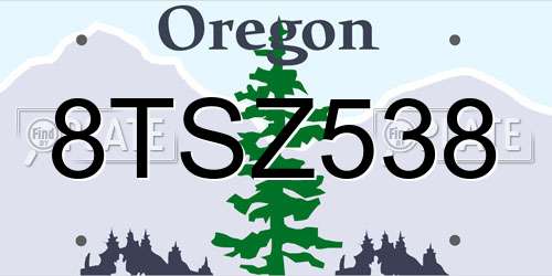8TSZ538 Oregon License Plate