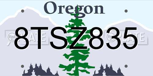8TSZ835 Oregon License Plate