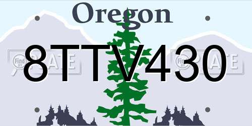 8TTV430 Oregon License Plate