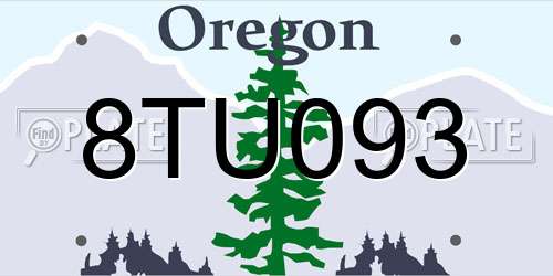 8TU093 Oregon License Plate