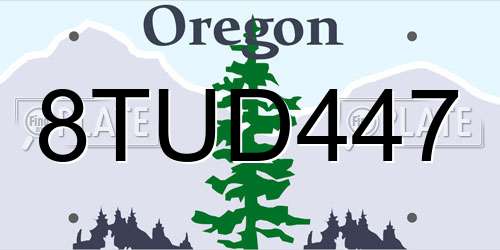 8TUD447 Oregon License Plate